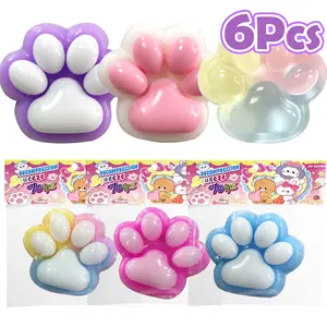 6 Pack Colourful Taba Squishy Paw Sticky Squeeze Cat Paw, Handmade Squishies Toy Soft Sticky Toys Fidget Toys, Cute Fufu Cat Squishy Fidget Toys For Kids And Adults, Party Favors(1 Blue&Purple&Pink&White And 2 Colorful Paws)