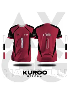 Sports T-shirt Summer Quick-Drying Comfortable Casual Short-Sleeve Large Size Bandai Cat Cat Volleyball Team Uniform Black Tail Ichirou Number 1 Cosplay Costume Volleyball Enthusiast