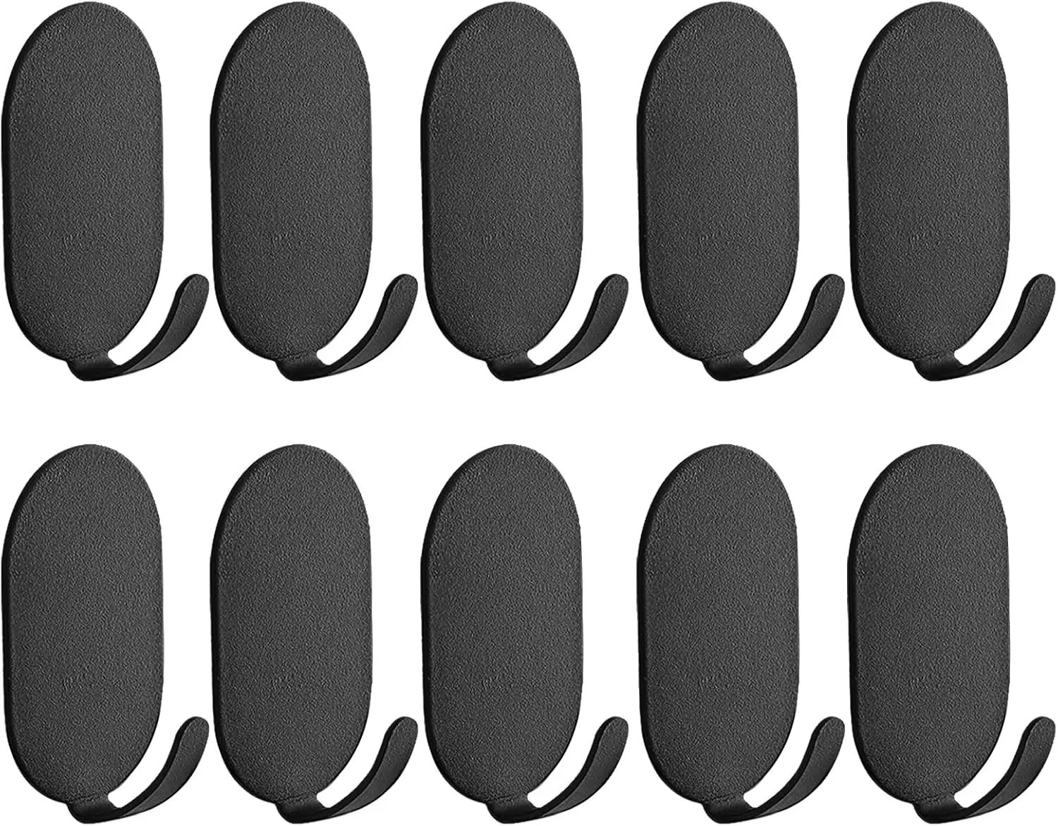 10 Pcs Sticky Adhesive Hooks for Hanging, Stainless Steel Key Holder Command Hooks Stick On Wall Mount Hanger Over The Door Metal Hook Utility Hooks for Kitchen, Cup, Coat, hat, Picture (Black)
