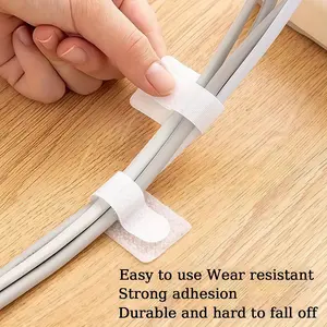 8 pieces of white adhesive cable management tape, keep the wires neat, no longer wrap around the cables, no drilling required, non-destructive installation, easy to use, reusable and removable, firm, no residue, tidy up your space, tidy up your desk