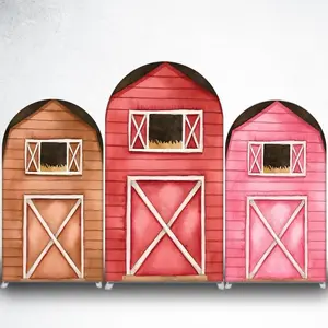 Watercolor Farm Barn Arch Backdrop Cover for Barnyard Theme Birthday Party