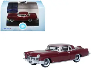 1956 Lincoln Continental Mark II Dark Red 1/87 (HO) Diecast Model Car by Oxford Diecast