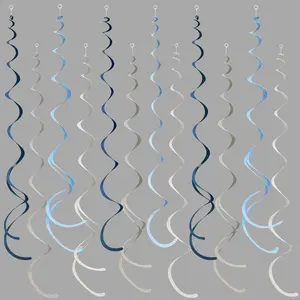 36 count Dusty Blue Gray Hanging Swirl Decorations Navy Blue Grey Felt Swirl Streamer Spiral Ceiling Garland for  Shower Wedding Birthday Engagement Ahoy Achor Nautical Graduation Party Supplies