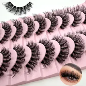 10 Pairs Natural Eyelashes, Fluffy Lashes D Curl, 3D Volume Wispy False Lashes Strips, Perfect for Daily or Special Occasion Makeup
