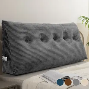 Wedge Pillow Headboard Triangular Bed Pillow with Removable Cover for Daybeds Premium Quality Velvet Fabric PP Cotton Filled Ergonomic Design