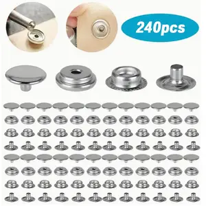 [Leather Snap Fastener Kit] 240Pack Stainless Steel Snap Fastener - 5/8" (15mm) Snap Closure for Bags, Jeans, Clothes, Fabrics - Home Improvement.