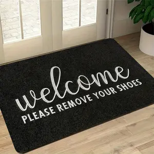 Welcome Please Remove Your Shoes Doormat Versatile Non-Slip Flannel Mat for Entryways Game Rooms Laundry Living Areas Machine Washable Lightweight Durable Ideal for Holidays Home Decor Entryway Mat Decorative Doormat Soft Texture Mat