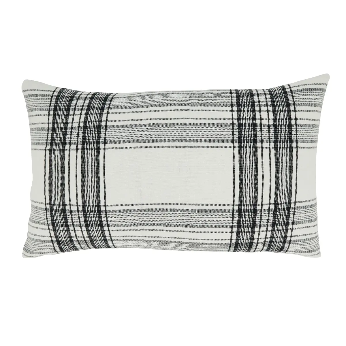 12 x 20 in. Cuddly Chic Plaid Oblong Poly Filled Throw Pillow, Black