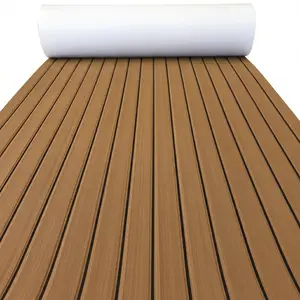 KXKZREN Premium High-Density EVA Foam Boat Decking Sheet, Marine Grade, Faux Teak Brushed Surface, Self-Adhesive Back, Non-Slip Waterproof Marine Mat for Customizable Size DIY Installation on Motorboat, Kayak