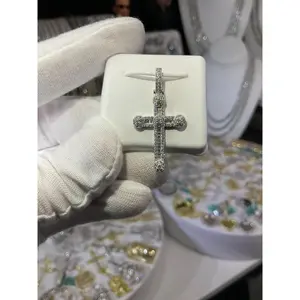 Baguette Channel Set Moissanite Cross Pendant