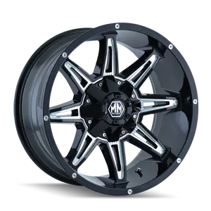 Mayhem 8090 Rampage 20x9 / 6x135 BP / 0mm Offset / 106mm Hub Black w/ Milled Spokes Wheel