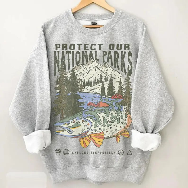 90s National Parks Unisex Sweatshirt, Granola Girl Shirt, Respect the Local Wildlife Pullover, Hiking & Camping Clothes, Wanderlust Shirt