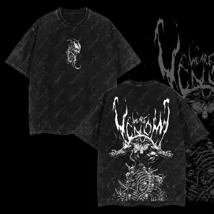 Superstyle Black Suit Spidey Symbiote Ver 02 MCU Comic Double Printed Oversize Lightweight Acid Washed Tee TV Series Graphic Cotton Streetwear T-Shirt