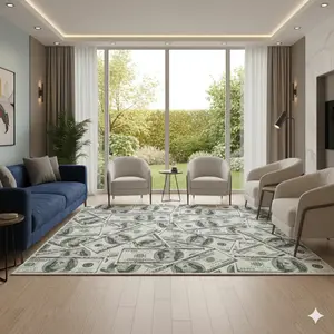 Money Hundred Dollar Bill Benjamin Franklin Collage Area Rug