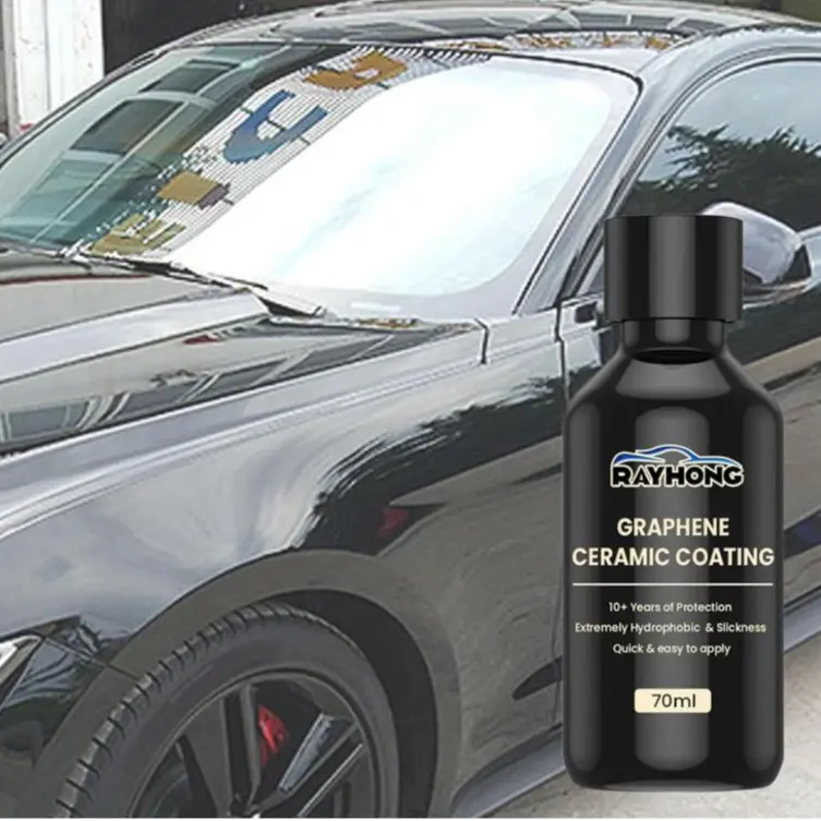 Homonth Graphene Ceramic Coating (70ml/2.37oz) High-Gloss Auto/Motorcycle Paint Protection Seal, DIY Kit with Sponge, Gloves, Towel, Cloths for Marine Surfaces, 1 Pack Black Shield for Daily Driving