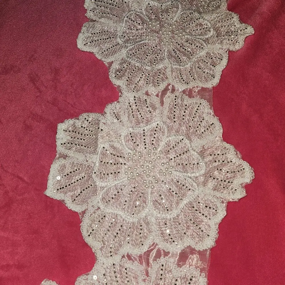 Sparkle Brocade Fabric with Sequins - Elegant Lace for Crafting and Sewing Projects