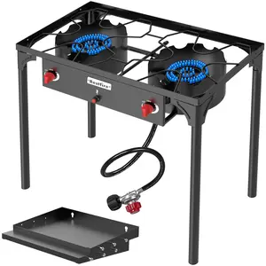 BESTFIRE 150,000 BTU 2-Burner Propane Camp Stove – Heavy-Duty Outdoor Cooker with Removable Legs, Side Shelves & Regulator – Perfect for Camping, Backyard Grilling & Turkey Frying tiktokshopspringglowup picnic barbecue