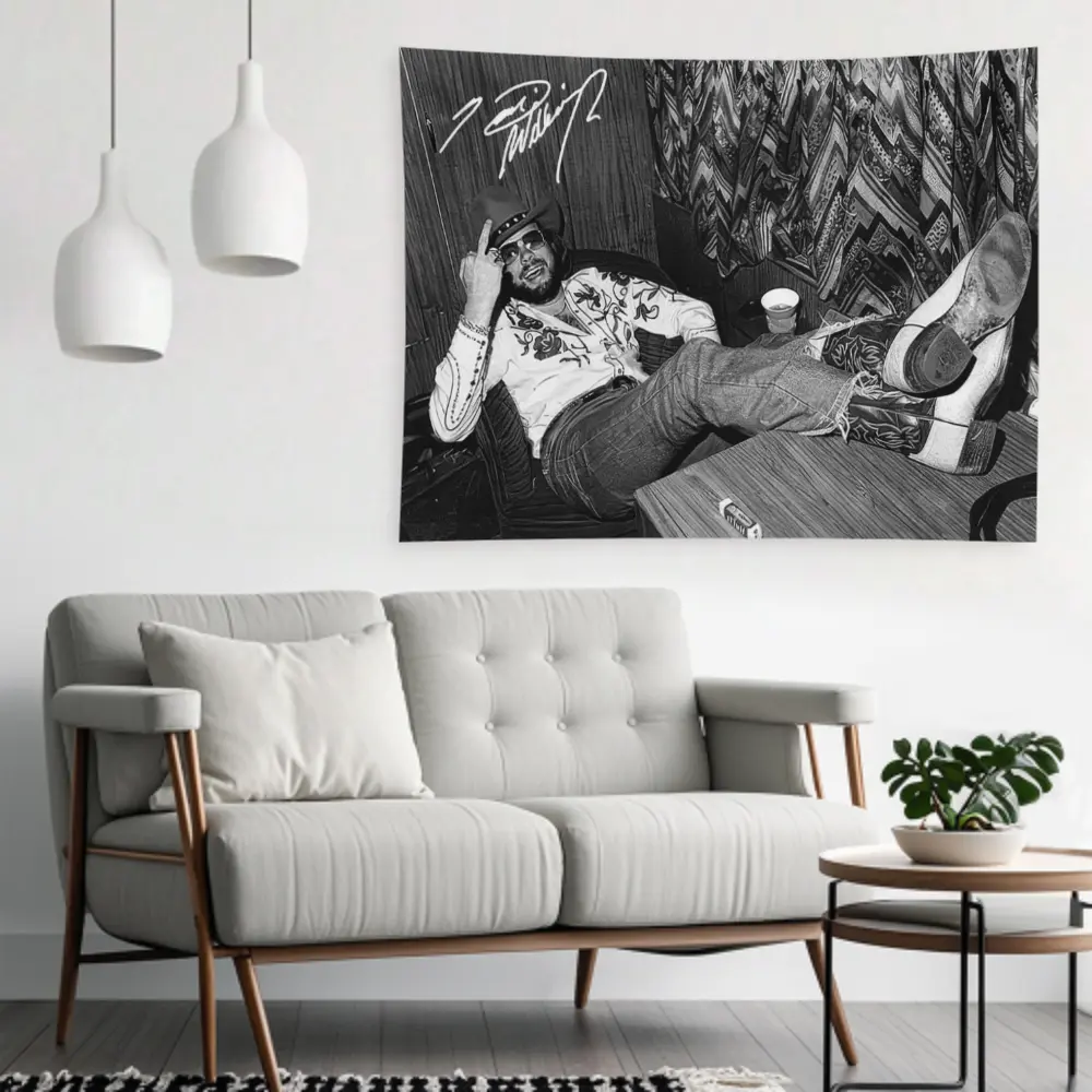 Hank William jr With His Signature Tapestry For Decorate Clubs Concerts Bars University Dormitories Living Rooms Bedrooms