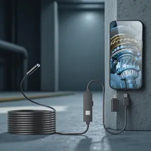 Waterproof Pipe Endoscope, 16.4ft Semi-rigid Snake Tube Car Engine Repair Tool, 8-level LED Light Source Adjustment Dust-proof Camera, Support Android iOS Windows