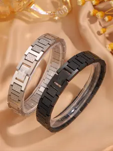 Fashionable Stainless Steel Bracelet, Fashion Jewelry for Party, Daily Clothing Decor, Trendy All-match & Exquisite Jewelry for Birthday Gift, Adjustable Slider Bracelets