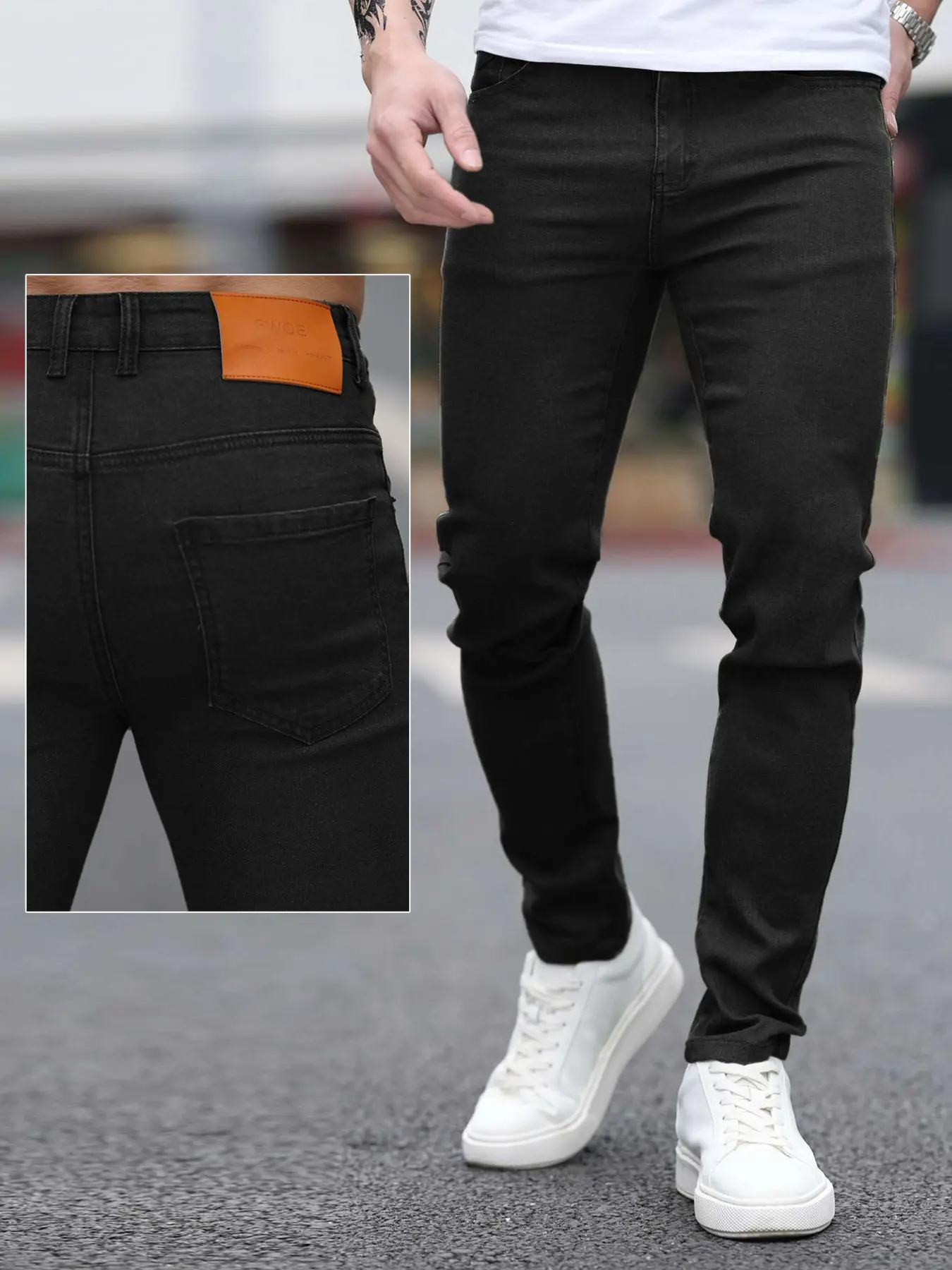 Men's Multi-Color Casual Comfortable Pocket Streetwear Minimalist Jean Dark Stonewash Jeans, Spring Summer Fall Winter 2026 Classic Versatile Trendy Slim Fit Skinny Pants