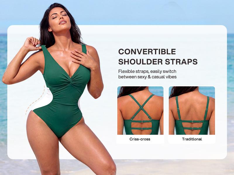 [Size Up for Best Fit] Lilylove Front Twist Ruched Tummy Control Hourglass Illusion Extra Snatching Shaping Swimsuit #SummerVibes -  Plus Size Friendly Sculpting One Piece SwimWeek