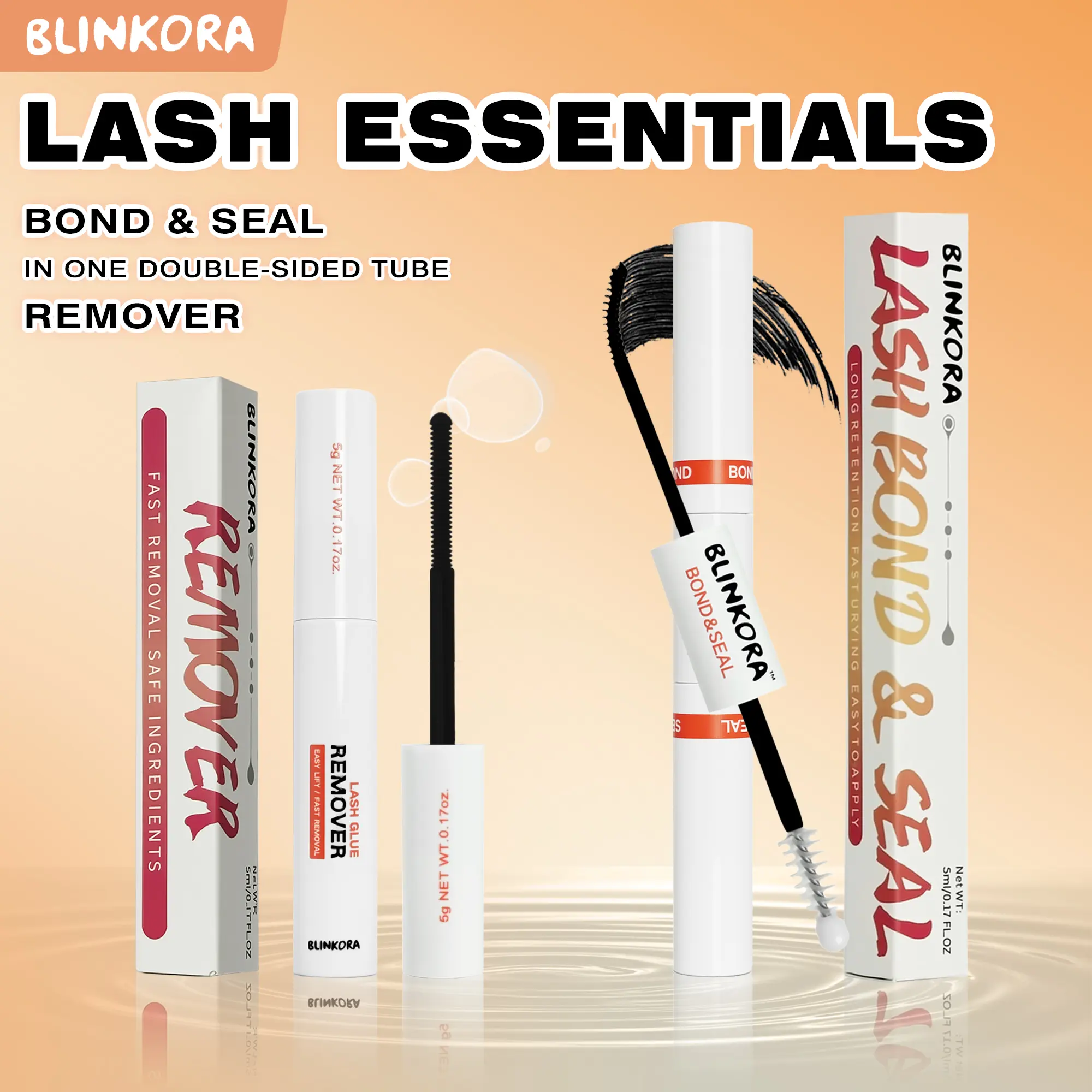 Blinkora Bond & Seal Black Eyelash Adhesive - Strong-Hold, Long-Lasting, Waterproof, and Tear-Proof Formula for Eyelash Extensions  for At-Home Use, Beginner-Friendly, Latex-Free, Suitable for Sensitive Eyes, Quick Dry Eyelash Bonding Glue
