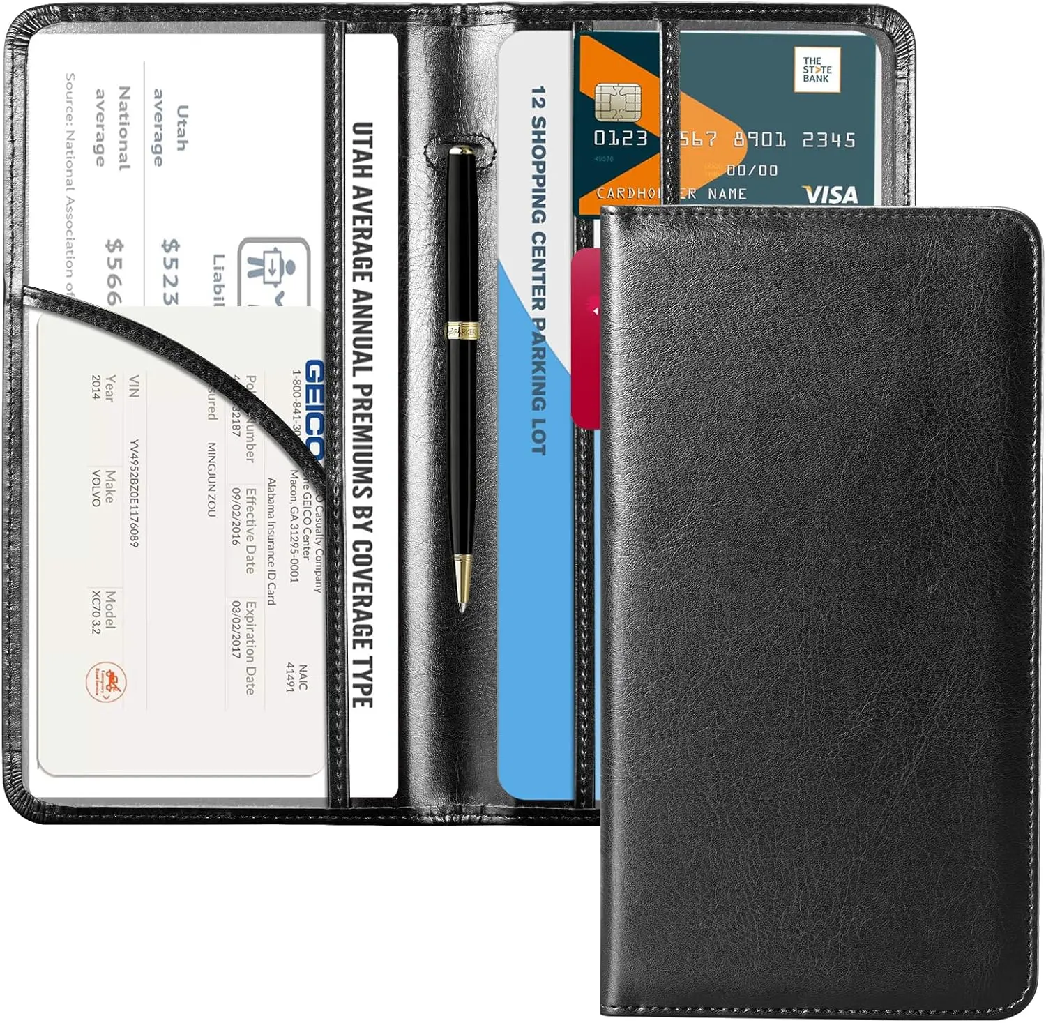 Car Registration & Insurance Holder - Vehicle Glove Box Organizer, Auto Truck Compartment Document Case with Magnetic Closure for Driver License