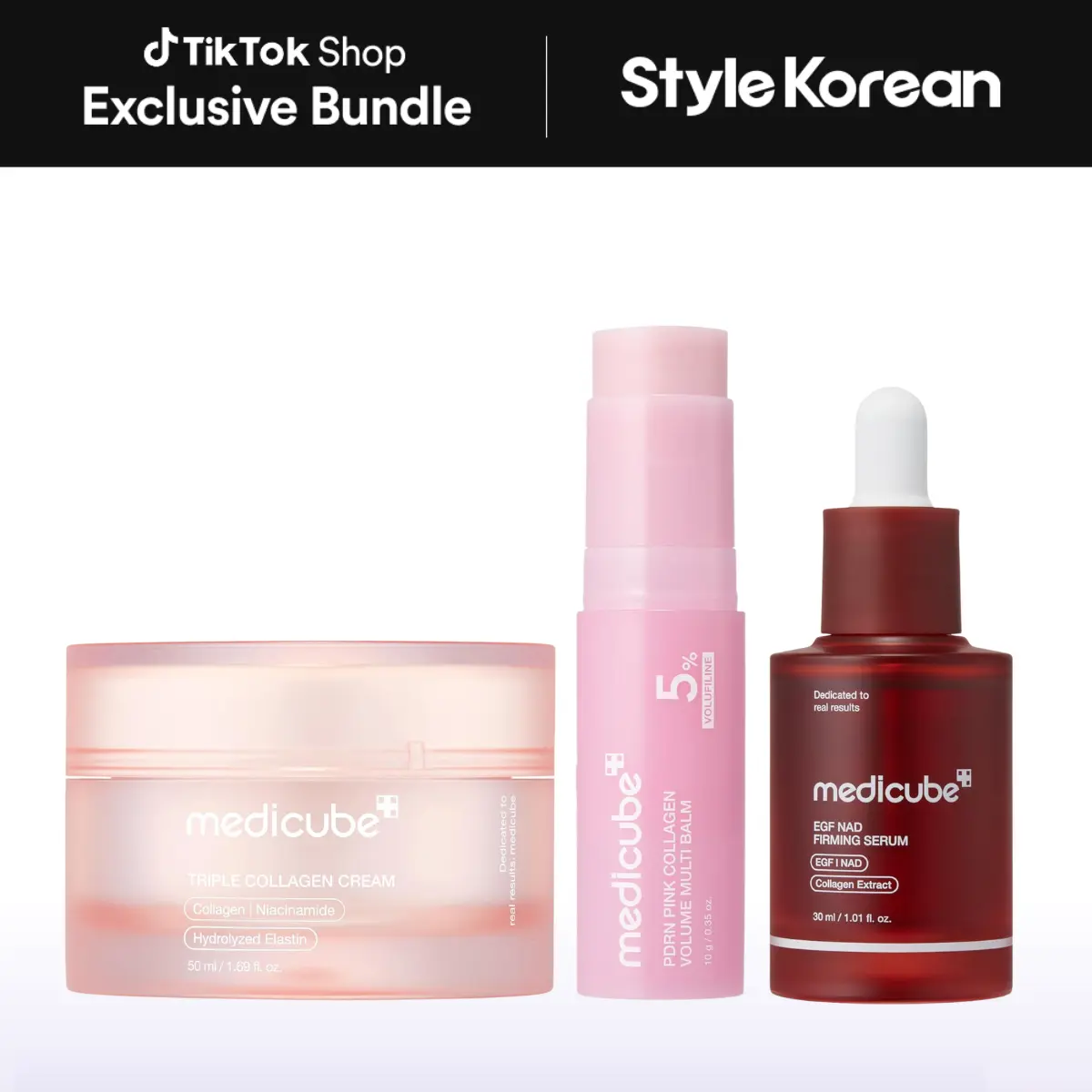 [Official Medicube Partner] Triple Lift & Volume Routine | Firming, Volume & Collagen Care for Bouncy, Youthful Skin | NAD EGF Firming Serum, PDRN Pink Collagen Volume Multi Balm Stick, Triple Collagen Cream