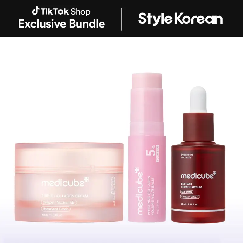[Official Medicube Partner] Triple Lift & Volume Routine | Firming, Volume & Collagen Care for Bouncy, Youthful Skin | NAD EGF Firming Serum, PDRN Pink Collagen Volume Multi Balm Stick, Triple Collagen Cream
