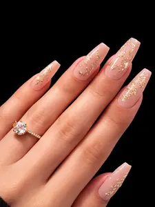 140pcs Nude Glossy Press-On Nails Kit – Long Oval & Square Fake Nails with Glue, Stickers & Tabs Included