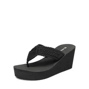 DREAM PAIRS Women's Woven Strap Platform Wedge Flip Flop Footwear - Comfortable Rubber-Soled Casual Walking Sandals