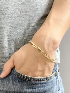 Men's Simple Plain Color Curb Chain Lobster Closure Bracelet, Matching Bracelet Stainless Steel for Party, Daily Clothing Decor, Trendy All-match Cool Male Accessories, Cuban Link Bracelet, Bracelet Jewelry