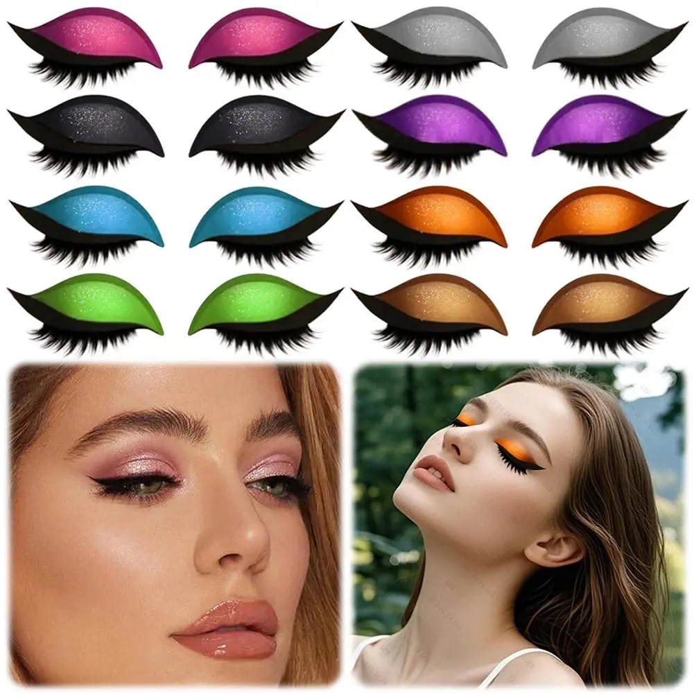 Lazy Eye Shadow Eyelash Patches Reusable Eyeliner Eyelash Stickers Instant Eyeshadow Stickers Makeups Stencils Sticker