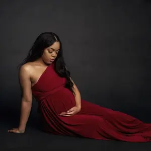 Maternity Dress for Photoshoot - Floor Length LONG Ball Gown Maxi Infinity Convertible Multiway Dress in Rich Red