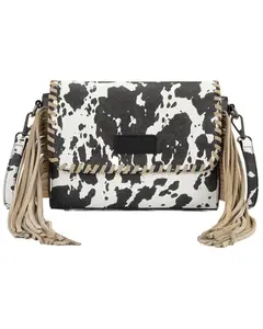 Wrangler Women's Women'S Cow Print Fringe Crossbody Bag - Wg444-1818 Cf