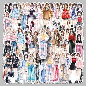 Fashion Girl Pattern Sticker, 50pcs/set Creative Cartoon Sticker, DIY Decorative Sticker for Scrapbooking, Journaling, Gift Wrapping