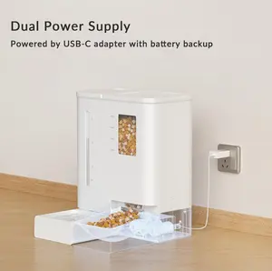 5G/2.4GHz WiFi Automatic Cat Feeder and Waterer 2-in-1 Set for Pets, Intuitive App Operation, 123 oz Water&176 oz Food Capacity for 2 Weeks, Detachable for Cleaning, Moisture-proof