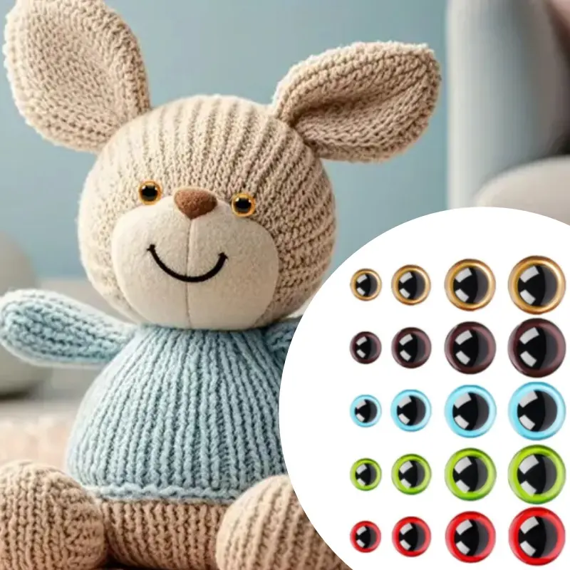 160-Pcs Glossy Finish Resin Safety Eyes Handicraft Kit - 4 Sizes (10-18mm) Multi-Color Doll Eyes with Washers, Supplies for DIY Craft Embellishments, Crocheted & Customized Projects
