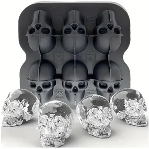 Skull Shape Silicone Ice Mold, Easy Release & Reusable Design, Perfect for Whiskey, Cocktails, Party Drinks, Enhance Your Drink Presentation, Ice Cube Tray