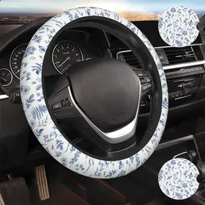 Blue Flower Steering Wheel Cover  Decor
