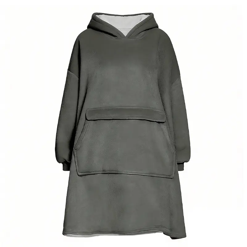Unisex Polyester Long Sleeve Casual Hoodie Sweatshirt - 2026 Viral TikTok Oversized Baggy Wearable Blanket, Ultra Soft Plush Solid Relaxed Top, Perfect Winter Indoor Loungewear & Gift Idea