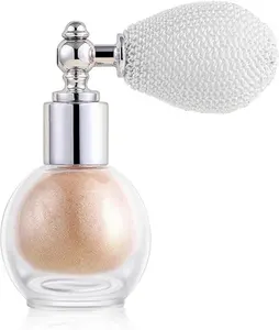 Glitter Highlighter Powder Spray Bottle, Air Bag Press On Body Shimmer Glitter Powder, Long Lasting Waterproof Face & Body Highlighter, Sparkle Shimmery Loose Glitter for Cheekbone Collarbone Eye Makeup, Party Festival Cosmetic Highlighting Makeup