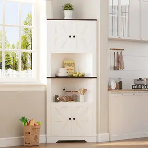 63" Tall Corner Storage Cabinet, Freestanding Kitchen Pantry Cabinet with Adjustable Shelves, Wooden Floor Corner Cabinet for Kitchen, Living Room