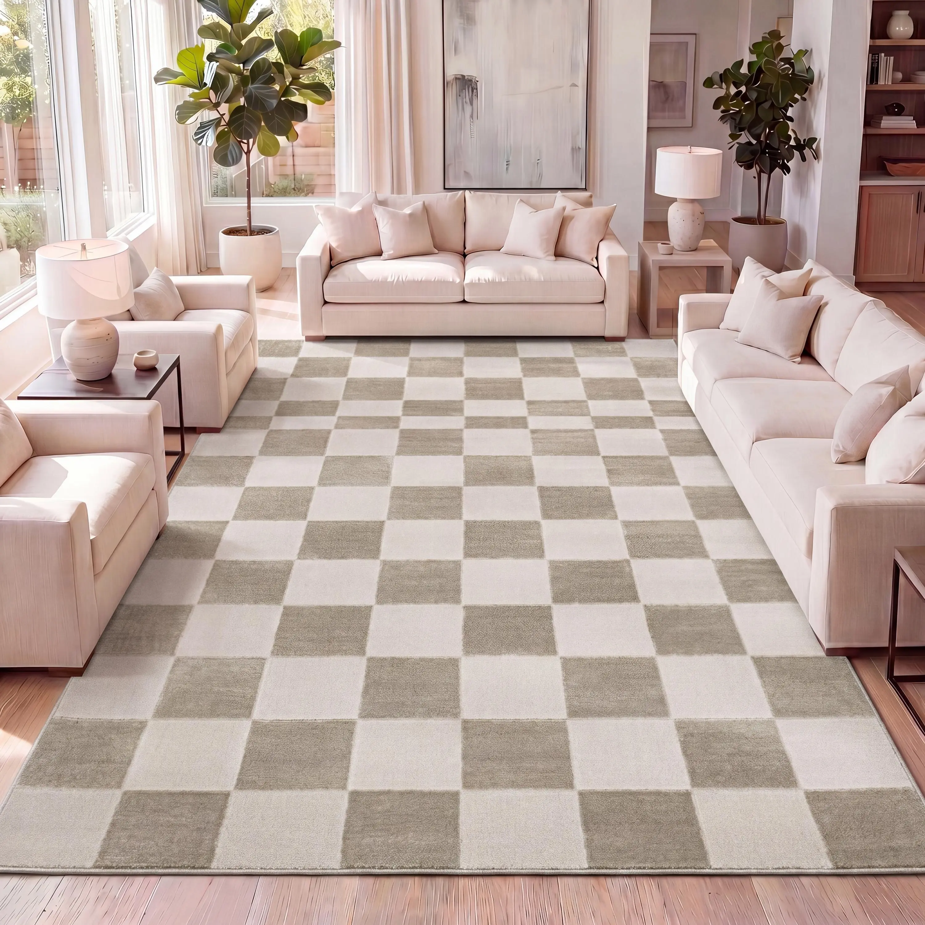 JONATHAN Y Thea Modern Geometric Checkerboard High-Low Indoor Area Rug; for Living Room, Kitchen, Bedroom, Dining Room, Office