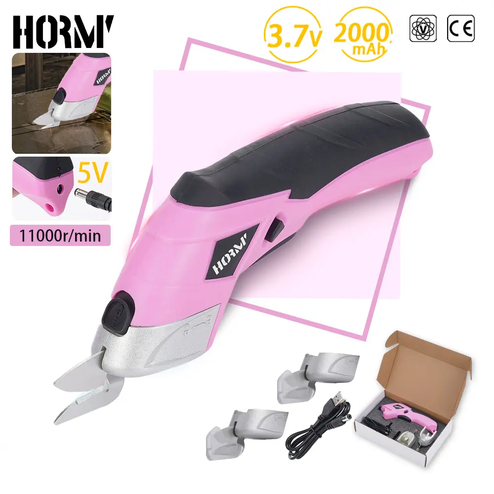 1Pcs Rechargeable 3.6V USB Cordless Electric Scissors with Alloy Steel Heads, Pink Portable Quick-Cutting Office Stationery Tool for Hard Cardboard, Cotton, Vinyl Floor Materials, Portable Sewing Tools