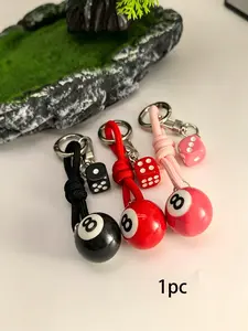 Bag Charm Billiard Dice Braided Rope Keychain Three-Dimensional Dice Pendant Multiple Colors Available Wear-Resistant And Non-Fading American Street Casual Style For Bag Key Earphone Box Game And Card Enthusiasts