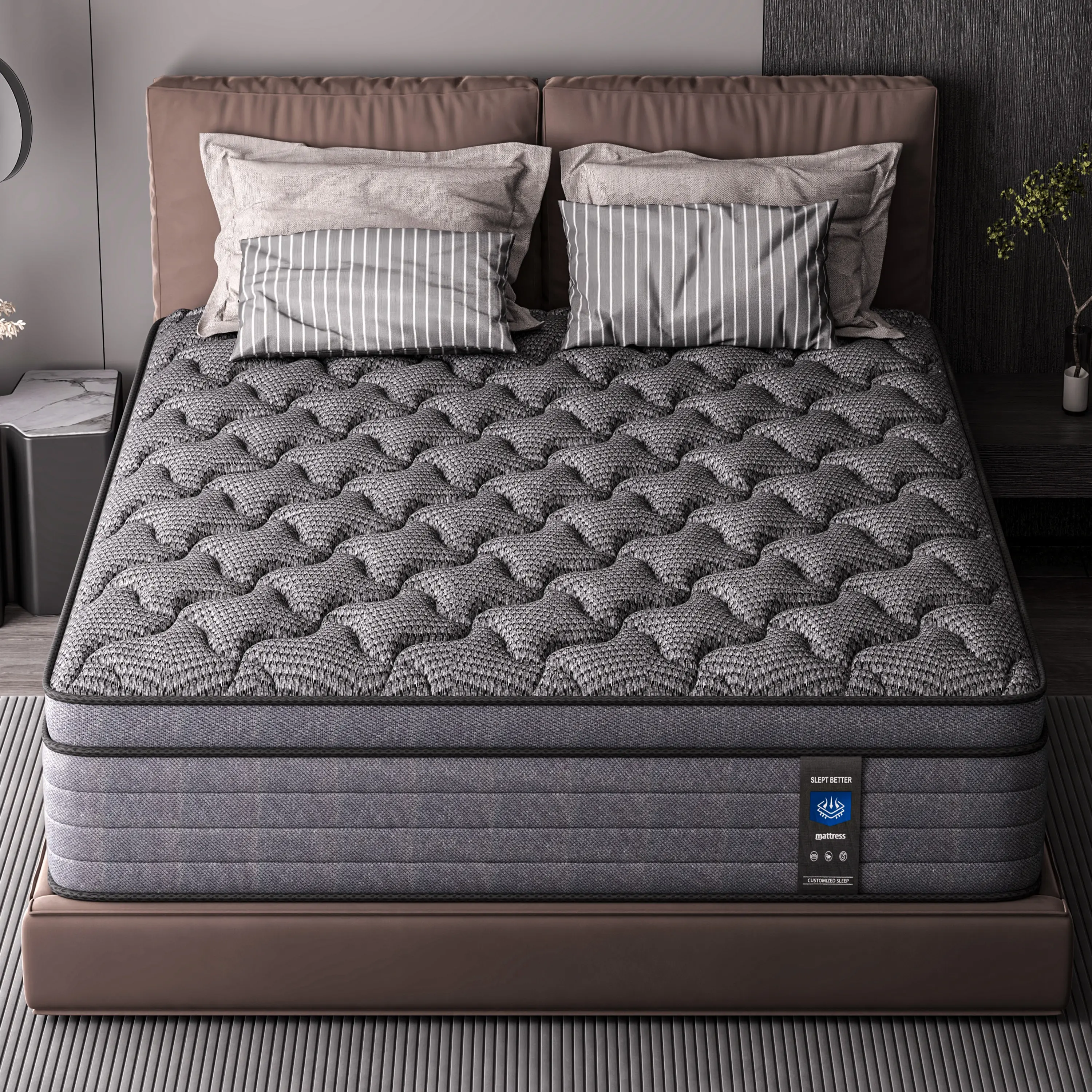 12Inch Twin Full Queen King Breathable Boxed Hybrid Square Memory Foam Wrapped Pocket Coils and Motion Lsolation Mattress Relieve Pressure Relief Spine Soothing for All Ages, Motion Isolation Mattress, High Quality Mattress