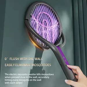 Electric Fly Swatter Foldable Mosquito Killer 2-In-1 Bug Catcher with UV Light Rechargeable 1200mah Indoor Home Garden Camping