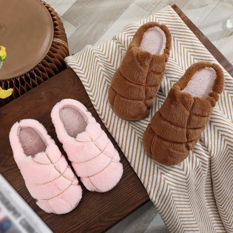 Cute Christmas Home Slippers for Couples, Matching Cotton Set with Warm Plush Lining and Anti-slip Outsoles for Indoor Home Wear, Anti-Slip Outsoles Women's Home Slippers